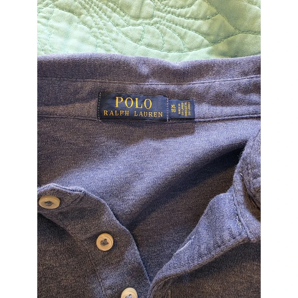 Polo Ralph Lauren Men's XL Blue Cotton Polo Rugby Short Sleeve Shirt Preppy